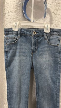 Light Wash Skinny Jeans with Rhinestone Detail