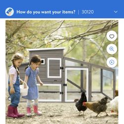 PETSCOSSET Chicken Coop Large Wooden Chicken House with Wheels Poultry Cage with UV Proof,Grey