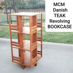 Large  Scandinavian  MCM Rotating Bookcase / Record Storage in Teak