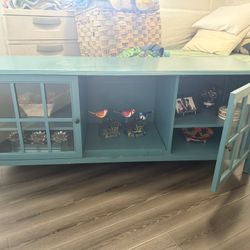Teal TV Stand Storage Cabinet