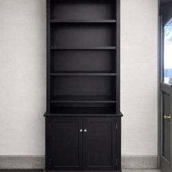 Pottery Barn Tall Bookcase with Cabinet Storage