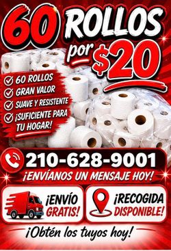 60 ROLLOS PAPEL DE BANO $20