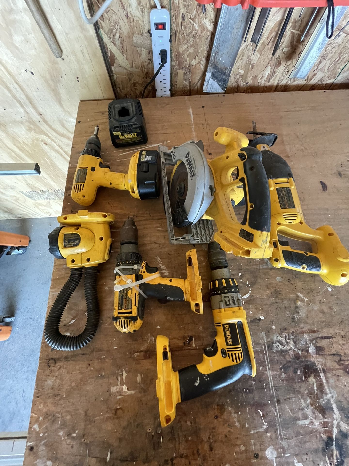Various Dewalt Tools+ A Black And Decker Jig Saw