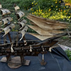 Vintage Large Wooden Ship 