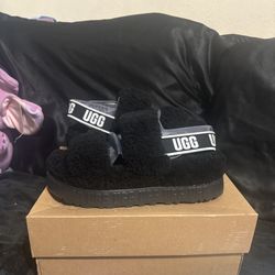UGG Black Platform Slippers, Size 8