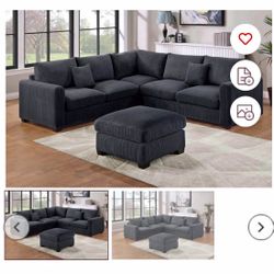 3Pc Sectional With Ottoman 99”X99”
