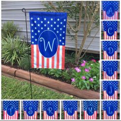 USA Patriotic Small Garden Flag, Monogrammed 
