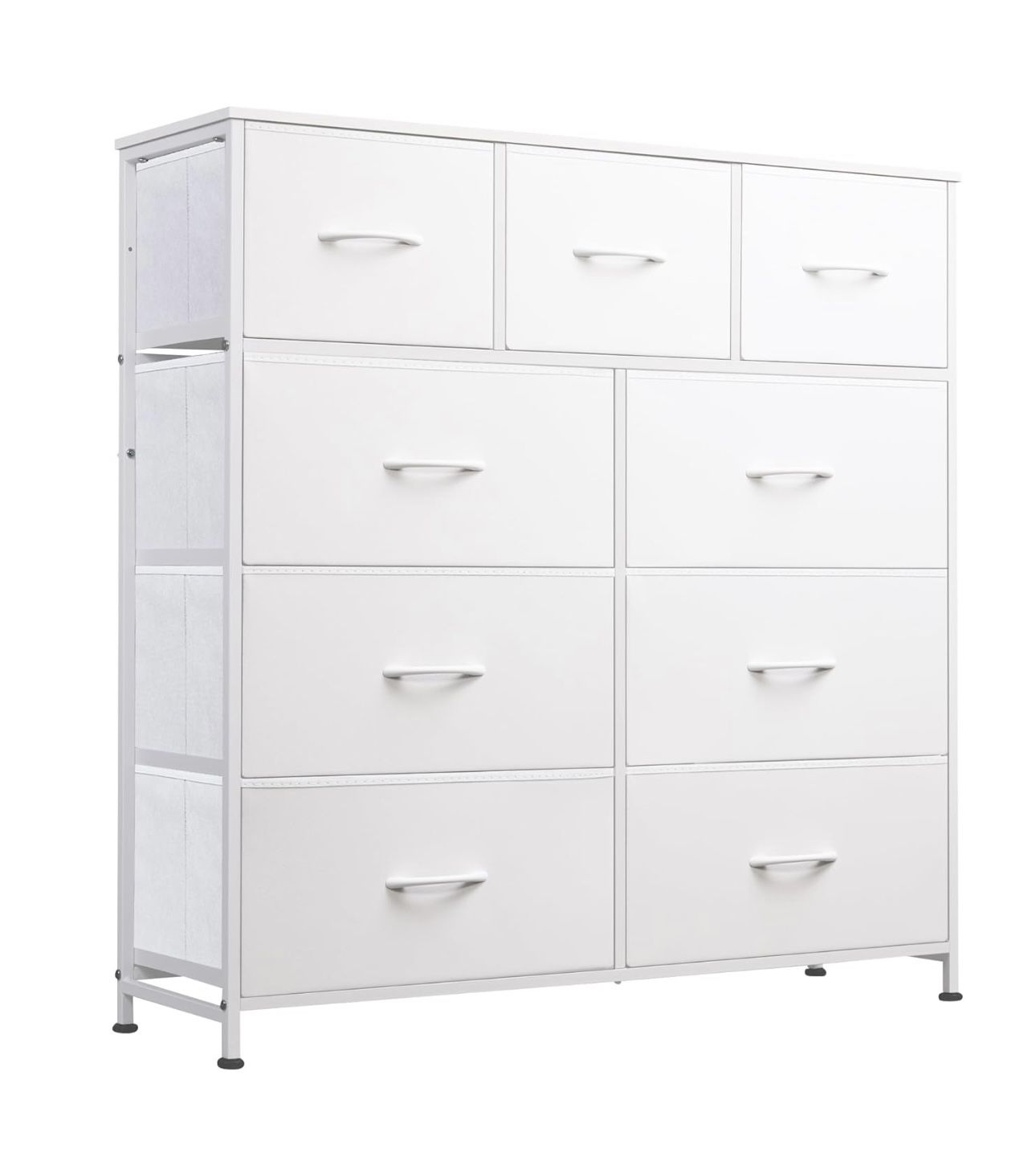 WLIVE 9-Drawer Dresser, Fabric Storage Tower for Bedroom, Hallway, Closet, Tall Chest Organizer Unit for Bedroom with Fabric Bins, Steel Frame, Wood T