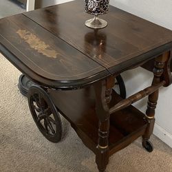 vintage or antique drop-leaf tea cart