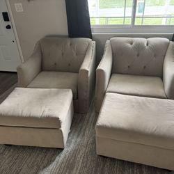 2 Chairs With Ottomans 