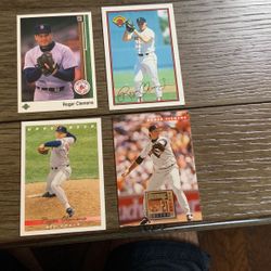 Lot Of 4 Roger Clemens Baseball Cards, 1988 Upper Deck, 1989 Bowman, 1992 Upper Deck, 1995 Donruss
