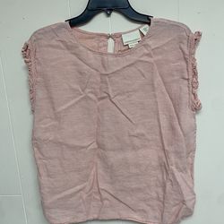 Cynthia Rowley pink linen blouse size m
