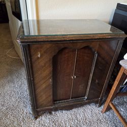 Antique Desk Side Table Liquor Cabinet