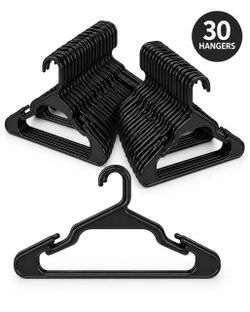 Set of 30 black plastic clothes hangers