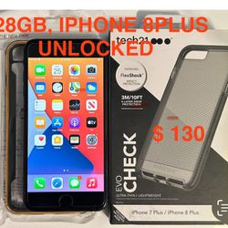 IPHONE 8 PLUS, 128 GB, UNLOCKED WORLDWIDE. FOR ANY CARRIER.