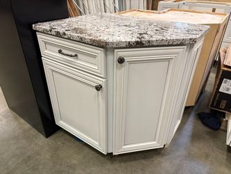 White Kitchen Cabinet with Marble Countertop