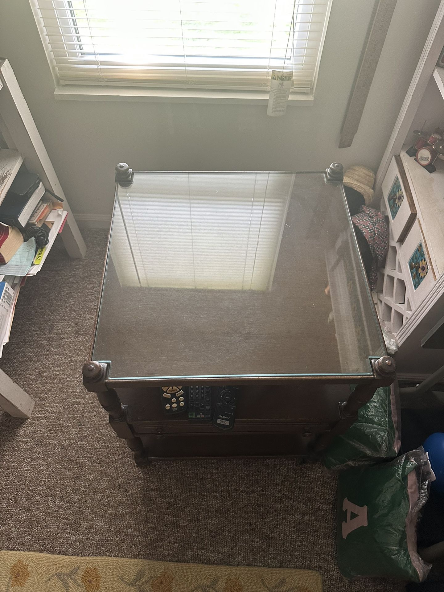 Small Glasstop Brown Table 