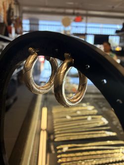 10KT White Gold Hoop Earrings 32789-3