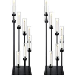 2 Pack Black Floor Candelabra Centerpieces Acrylic Shade