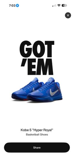 Kobe 5 Dodgers Size 10.5