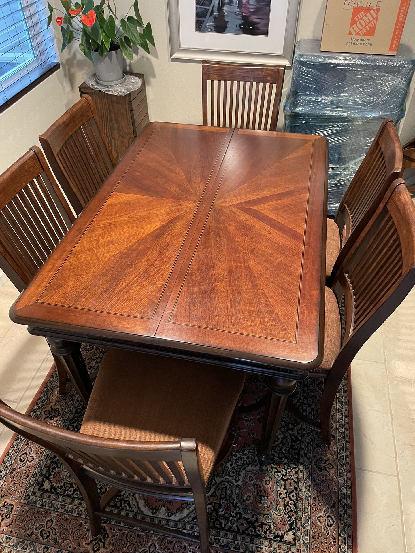 Beautiful 8-chair Drop-leaf Dining Table Set