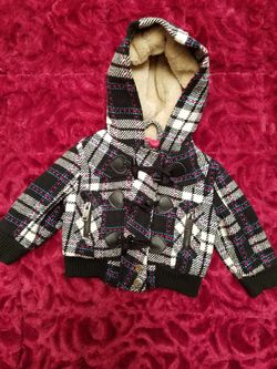 DOLLHOUSE GIRLS 12M PLAID HOODED COAT