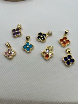 Gold-Plated 14k Tone Clover Pendant Charms Set of 7
