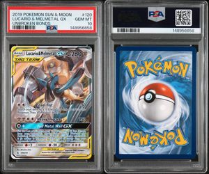 2019 Pokemon TCG Unbroken Bonds Lucario & Melmetal GX 120/214 Holo PSA 10