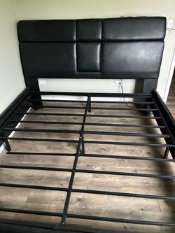 Black Faux Leather Upholstered Bed Frame