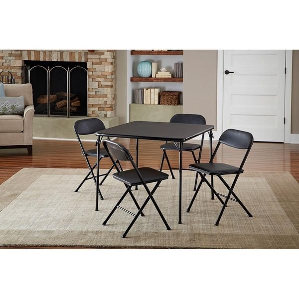 Cosco 5Piece Card Table Set, Black DescriptionPVC