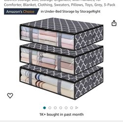 StorageRight Storage Bins, Under Bed Storage Containers, Foldable Clothes Storage Box, Storage Organizer, with Handles, for Comforter, Blanket, Clothi