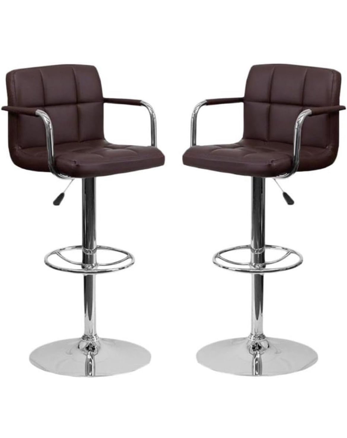 Set Of 4 Brown Bar Stools