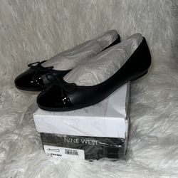 NIB Nine West Black Leather and Black Patten Prosep Women’s 7M Flats
