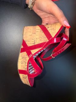 Cute red wedge heels