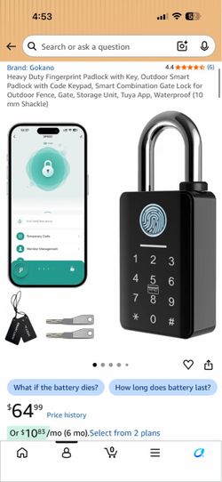 Heavy Duty Fingerprint Padlock with Key
