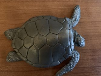 Metzke Pewter Turtle paperweight USA 1991