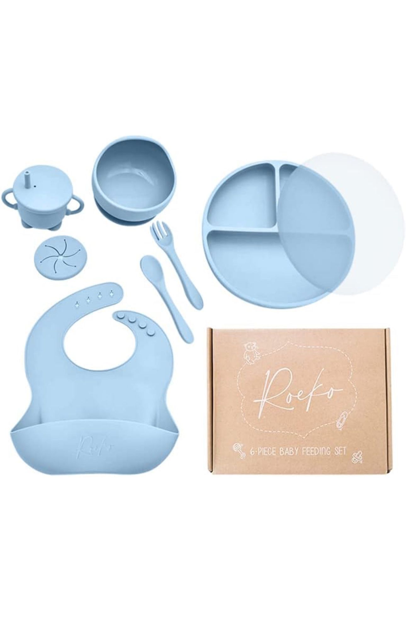 Baby Led Weaning Supplies - Silicone Baby Feeding Set - Baby Utensils - Silicone Plates For Baby - Suction Bowls for Baby- Adjustable Bibs - Baby Feed
