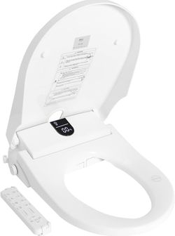 Smart Bidet Toilet Seat with Stainless Steel Nozzle, Heated Electric Toilet Seat with Adjustable Warm Water and Air Dryer