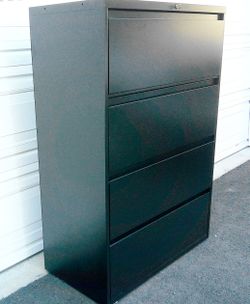 4 Drawer Black File Cabinet w/ Folder Rails and Key - Delivered