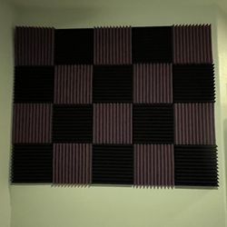 Acoustic Sound Proofing Panels, Black & Purple, 24 Panels, 12 x 12 x 2