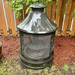 Large Garden Fire Pit Outdoor Patio Heater Log Burner Metal BBQ Cooking Grill