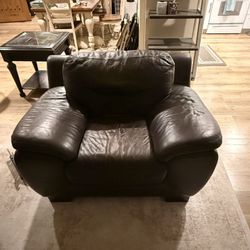 Dark Brown Italian Leather Armchair