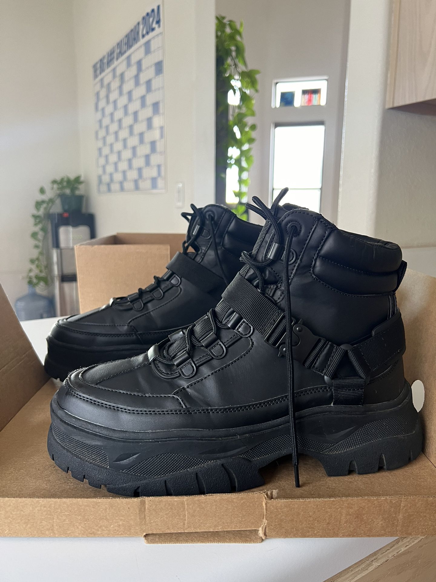 Black Combat Boots Size 12 
