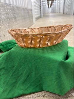 Oval Wicker Basket Brown Woven Free Standing Storage And Decorative Basket