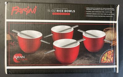 4-Piece Ceramic 15-OZ Rice Bowls - New