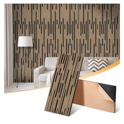 2 Pack Acoustic Wood Slat Panels - 47.3x23.6x0.7 Inch 3D Textured Self-Adhesive