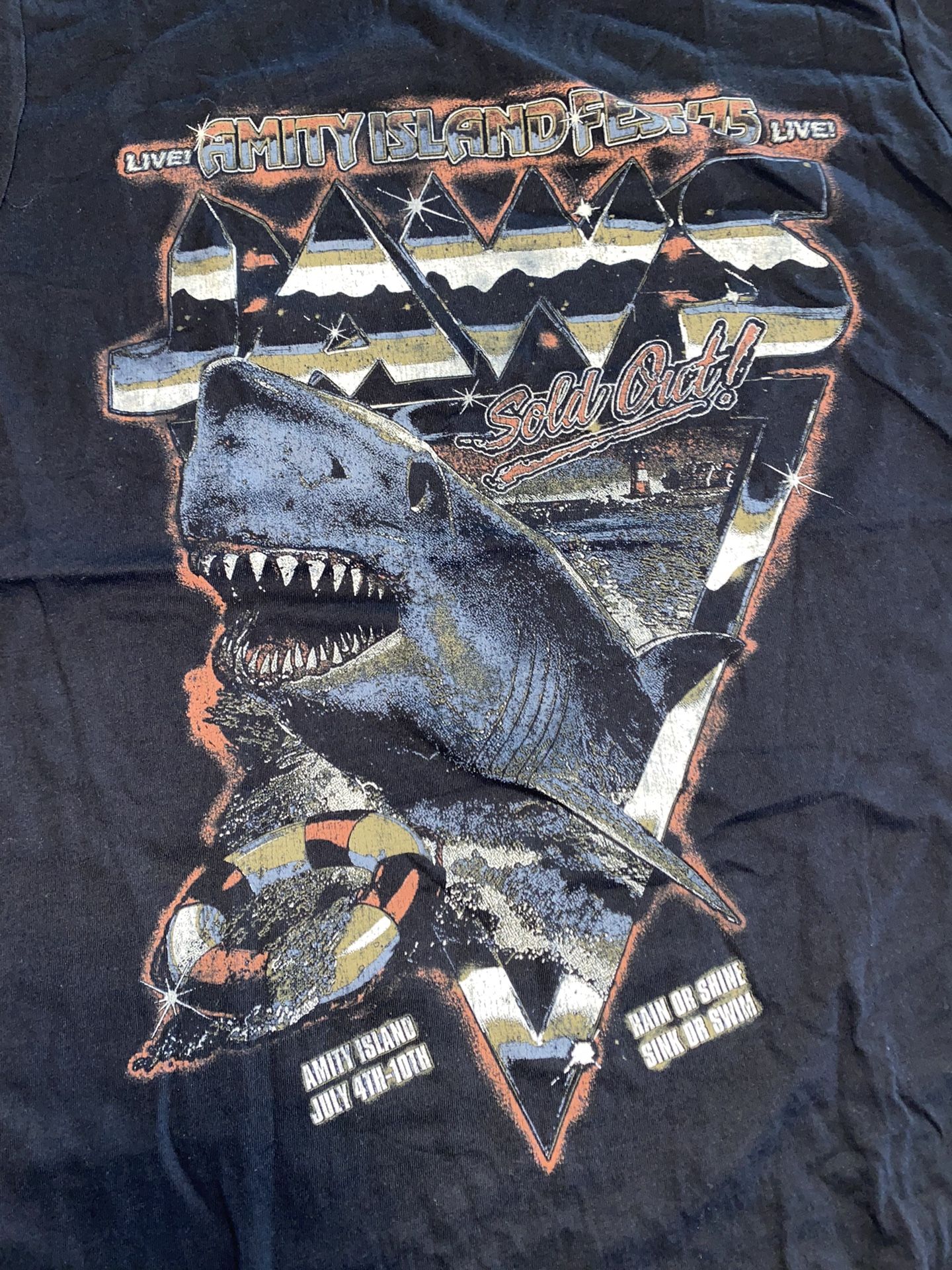 Jaws Amity Island FEST ‘75 shirt pre shrunk cotton medium women’s short sleeve