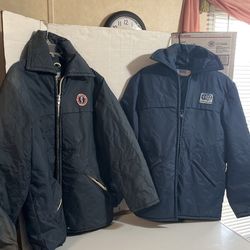 Two Floater Jackets Dx Med And Sm  Great For Boating Or Any Thing Near The Water Or Bad Weather  Both For $50