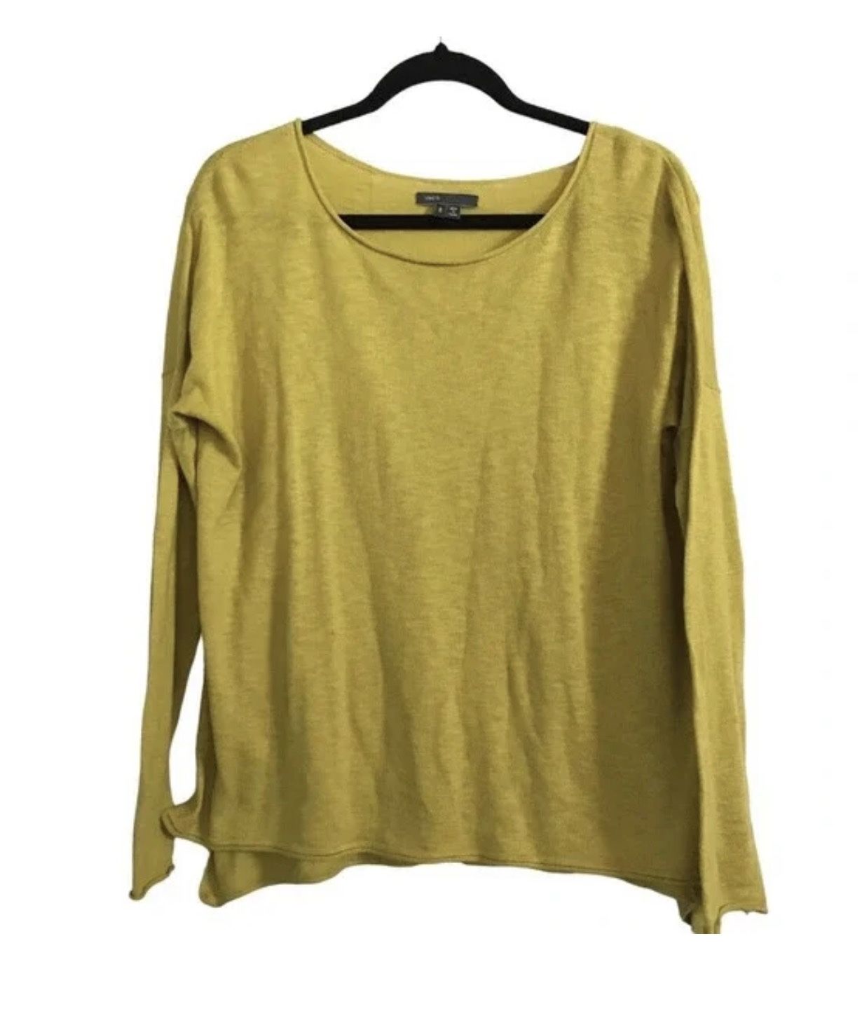 Vince Woman Sweater Pullover Yellow Oversized Boat Neck Slub Cotton Size Large