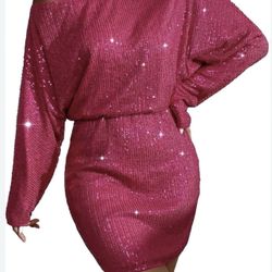 Hot Pink Sequins Dress 